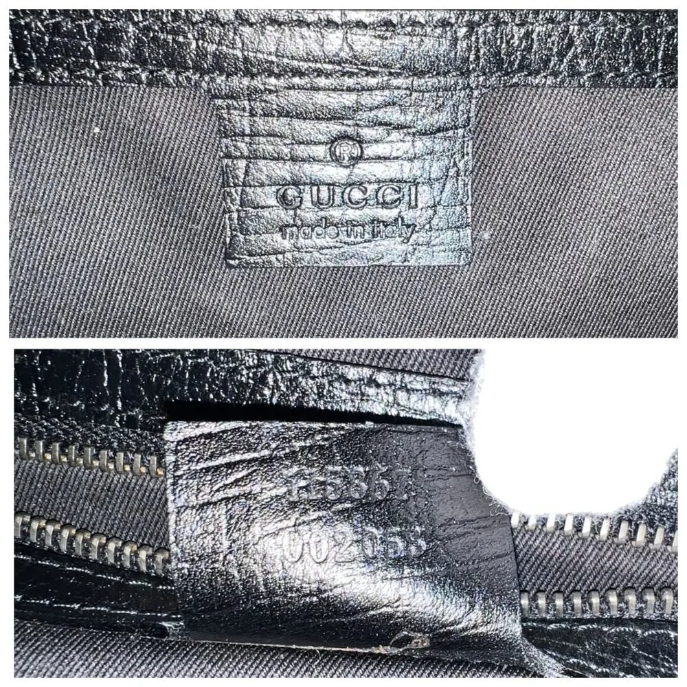 Gucci Black Monogram Canvas Hobo Shoulder Bag